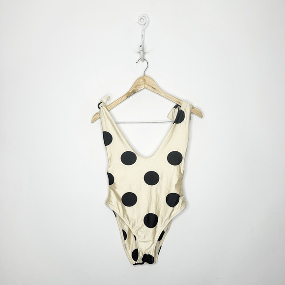SIDWAY Swim Anderson One Piece Swimsuit Dotty Cream adjustable womens size SMALL - Picture 1 of 6